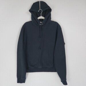 Good American Sweater Womens 3 Large Black Essentials Hoodie Cotton Pullover